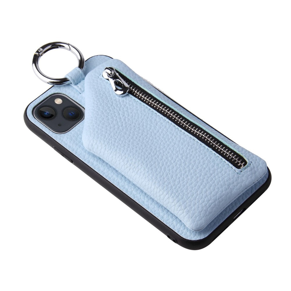 iPhone 14 Plus läderfodral med dragkedjeficka