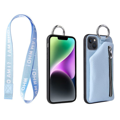 iPhone 14 Plus läderfodral med dragkedjeficka