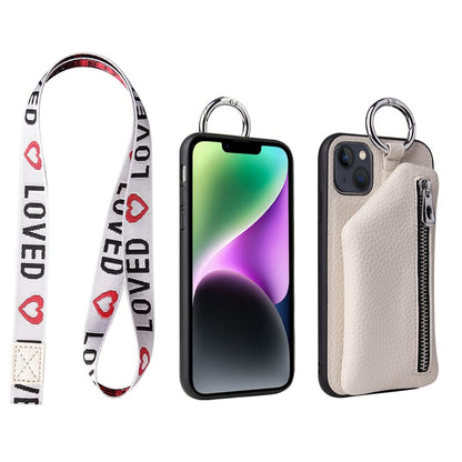 iPhone 14 Plus läderfodral med dragkedjeficka